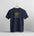 Navy blue t-shirt with 'New Jersey' design on a hanger against a light gray background