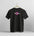 Black t-shirt with 'New Jersey' design on a hanger against a gray background