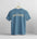 Blue t-shirt with 'New Jersey' text on a hanger against a gray background