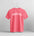 Pink t-shirt with 'Jersey Girl' text on a hanger against a gray background