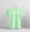 Light green t-shirt with 'Jersey Girl' text on a hanger against a gray background