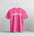Pink t-shirt with 'Jersey Girl' text on a hanger against a gray background