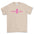 Beige t-shirt with 'Jersey Girl' text and pink outline of New Jersey on a white background